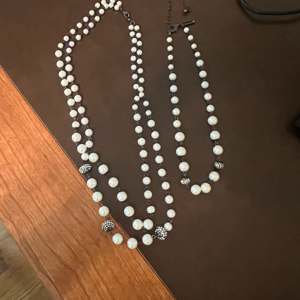 White House Black Market Pearl Necklace Set.